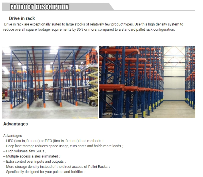Ebiltech Custom Drive in Rack Storage Racking System for Industry